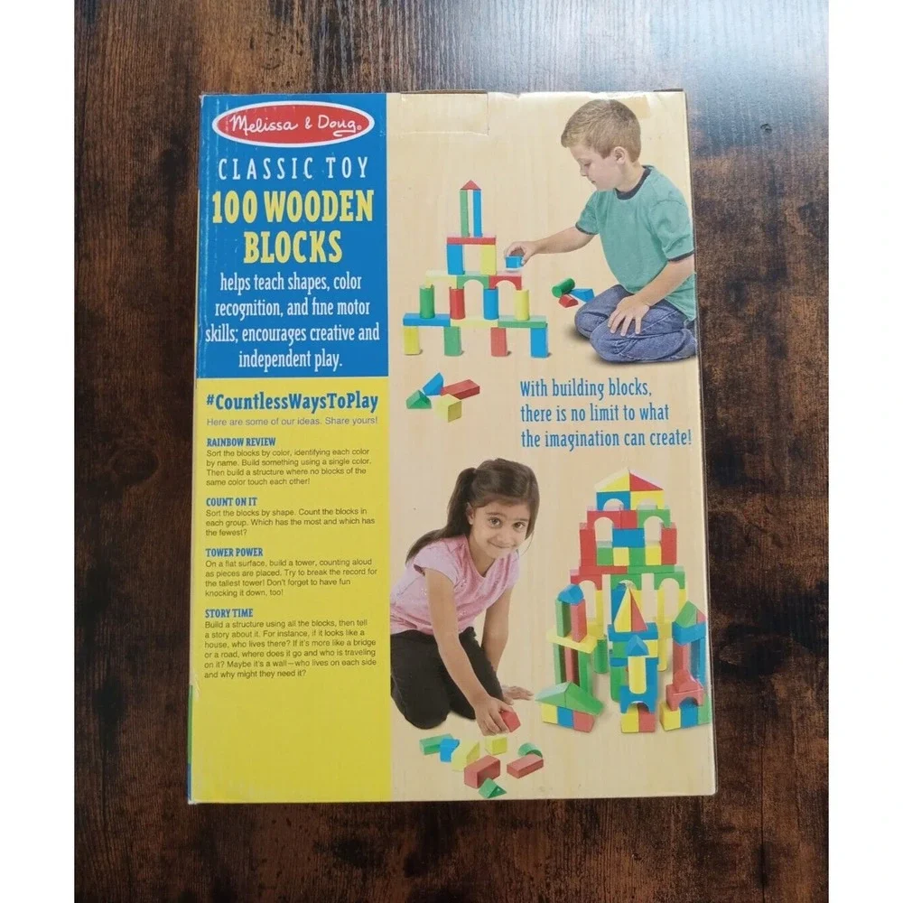 Melissa & Doug Wooden Block Set 100 pc Classic Learning Toy ages 2+ NEW IN BOX
